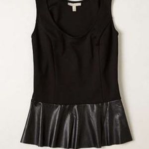 Bordeaux Tank Top with Faux Leather peplum detail